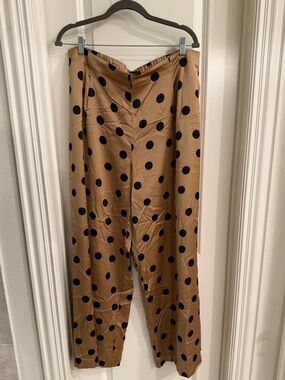 Satin wide leg polka dot pants